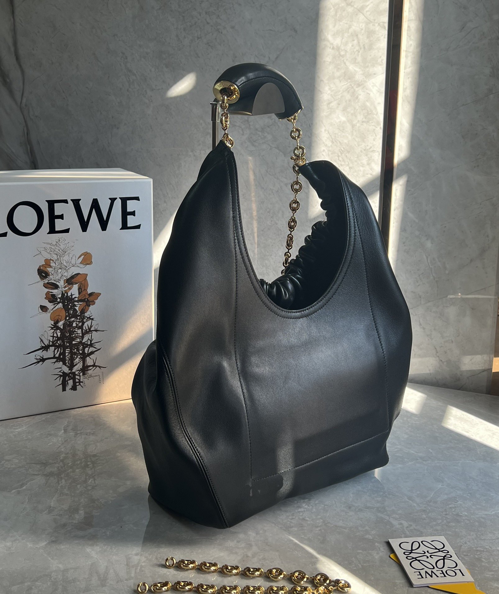 Loewe Small Squeeze Bag in Mellow Nappa Lambskin Black